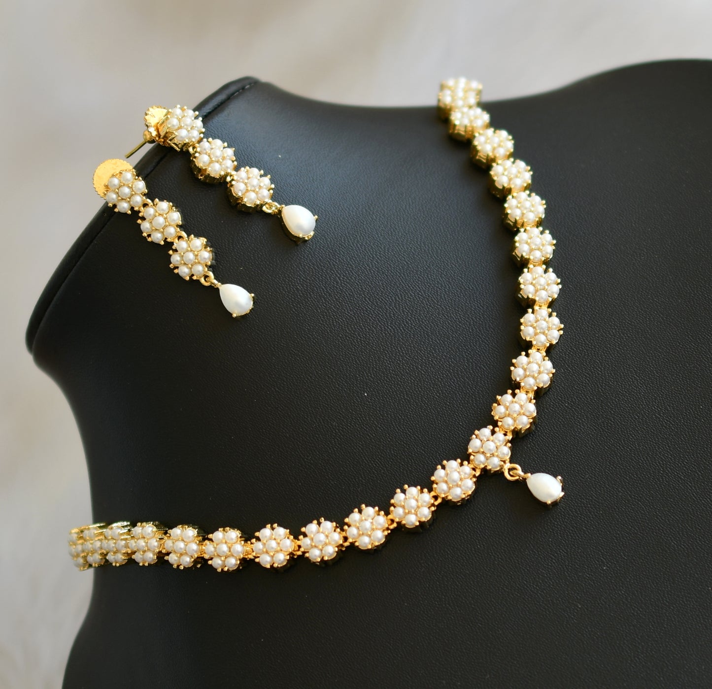 Gold tone pearl stone Nakshatra necklace set dj-40966