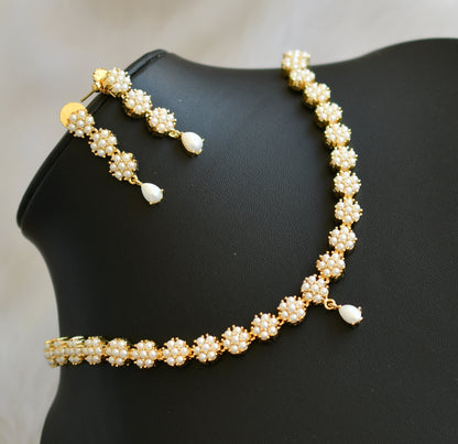 Gold tone pearl stone Nakshatra necklace set dj-40966