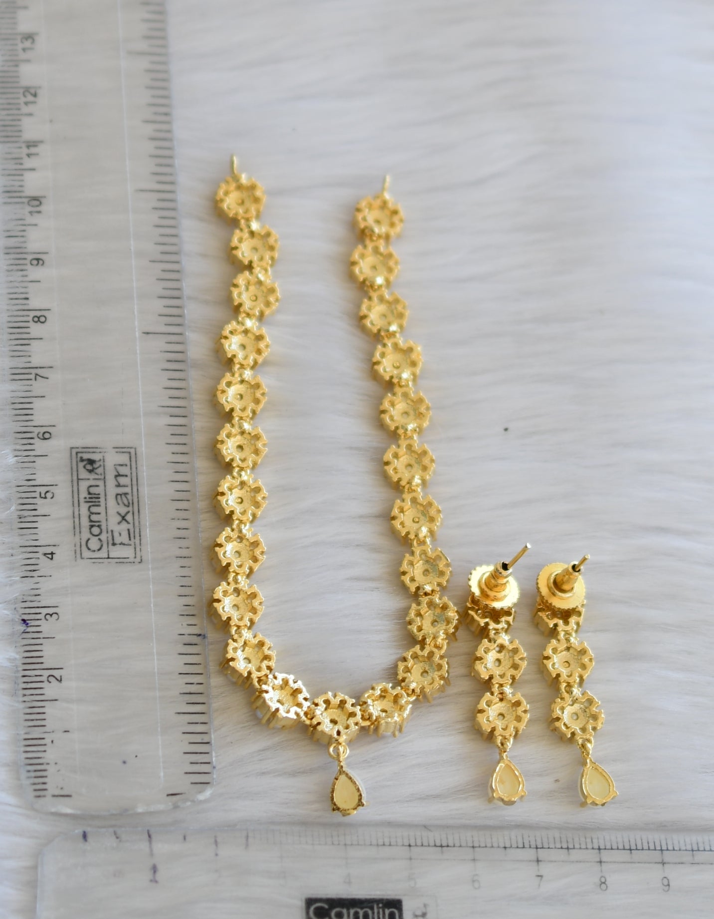 Gold tone pearl stone Nakshatra necklace set dj-40966