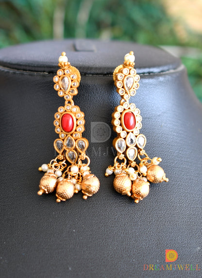 Matte finish navarathna designer necklace set dj-34476