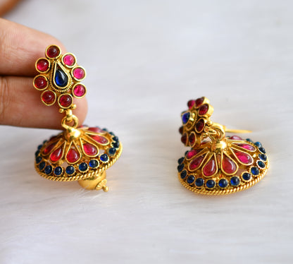 Antique Gold tone Blue-kemp Lakshmi haar set dj-01872