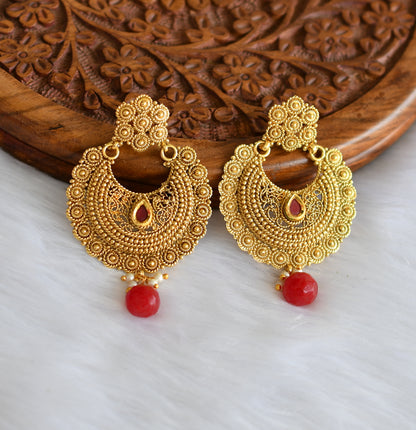 Antique gold tone red bali earrings dj-01875