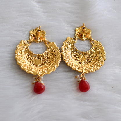 Antique gold tone red bali earrings dj-01875