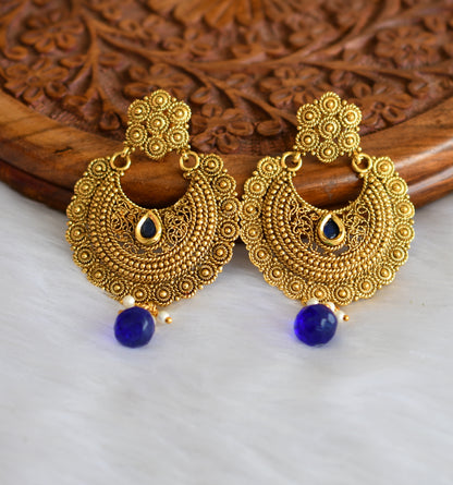 Antique gold tone blue bali earrings dj-01874