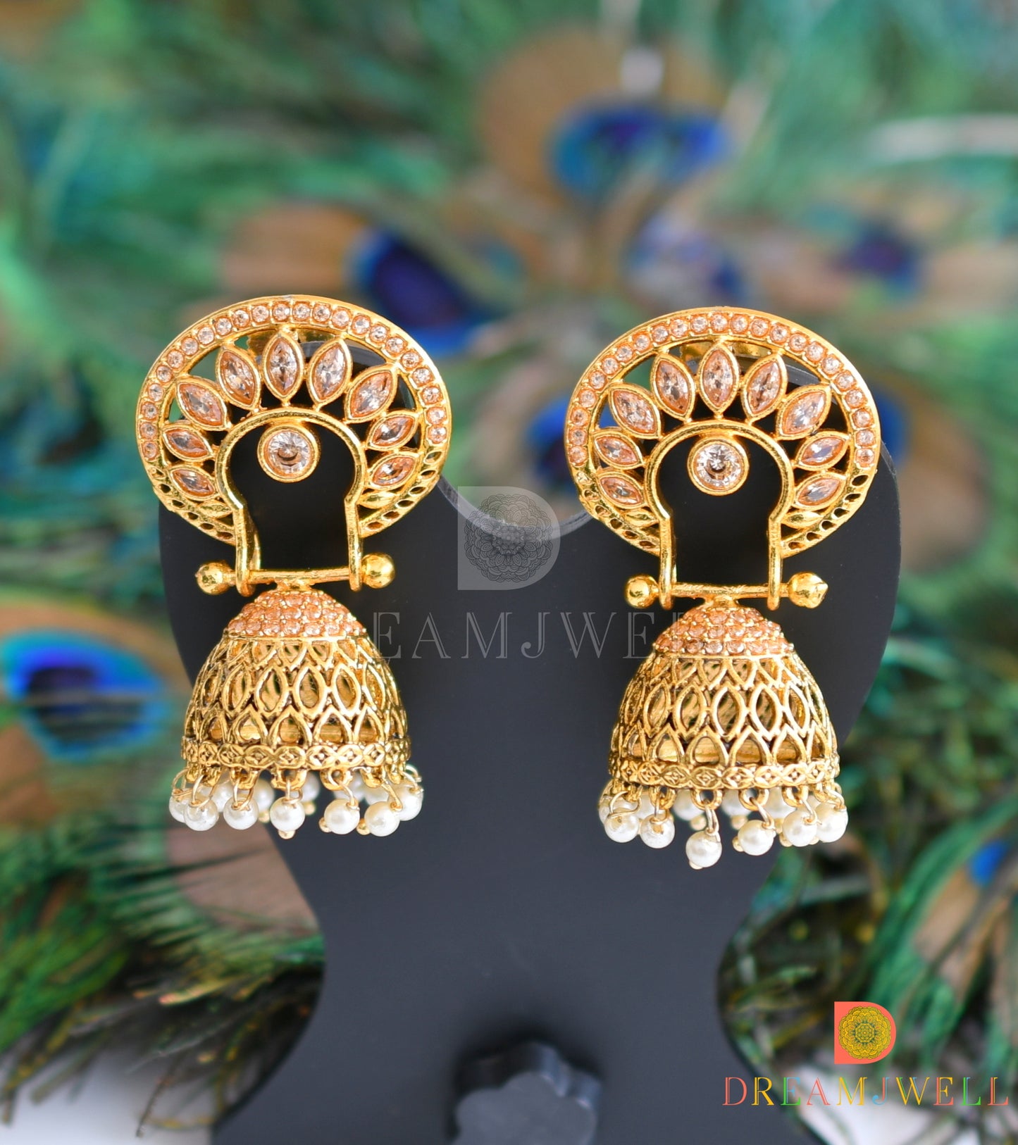 Antique Gold Color Stone Party Wear Jhumkka dj-05579