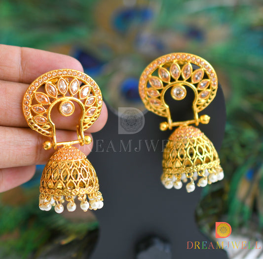 Antique Gold Color Stone Party Wear Jhumkka dj-05579