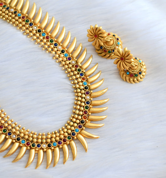 Matte finish Kerala style Navarathna short haar set dj-23721