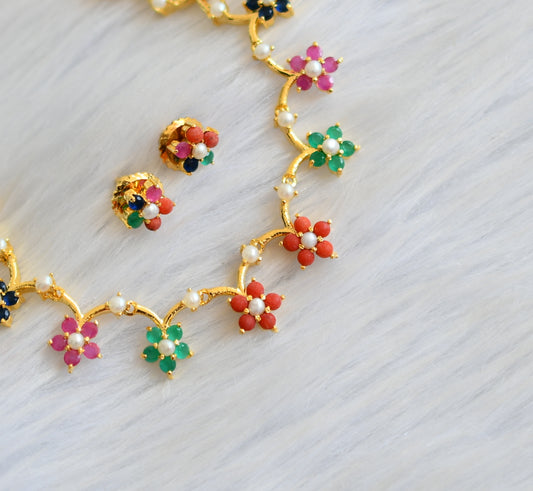 Gold tone Navarathna nakshatra necklace set dj-18078