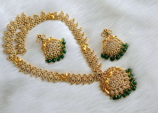 Matte finish cz ruby-green agates peacock haar set dj-31638