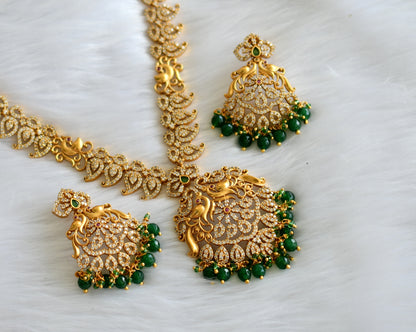 Matte finish cz ruby-green agates peacock haar set dj-31638