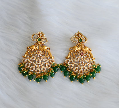 Matte finish cz ruby-green agates peacock haar set dj-31638