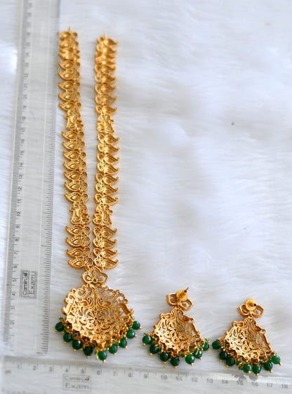 Matte finish cz ruby-green agates peacock haar set dj-31638