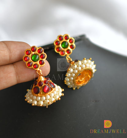 Gold tone kemp-green hand made Lakshmi coin necklace set dj-37938