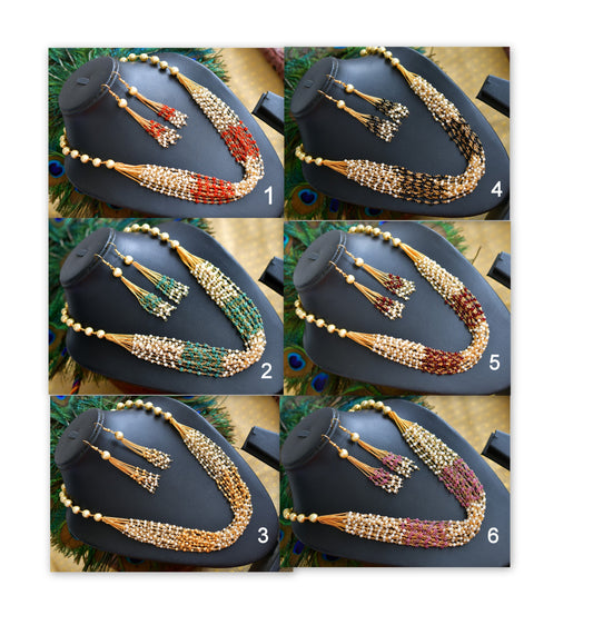 Gold tone pearl multilayer necklace set