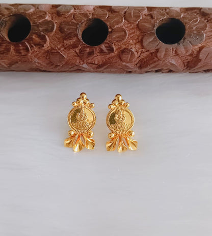 Gold tone Lakshmi coin south screw Earrings dj-38863