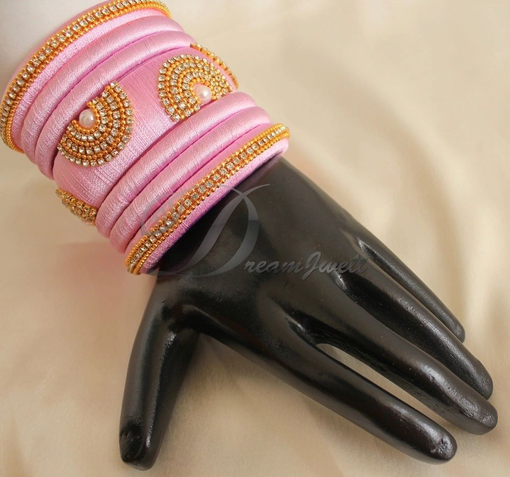 DREAMJWELL - Unique Handmade Designer Baby Pink Silk Thread Bangles-dj ...