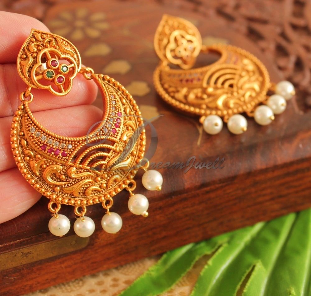 Pin by Navya Sree on Earrings | Gold earrings for kids, Gold bangles for  women, Pearl bridal jewelry sets