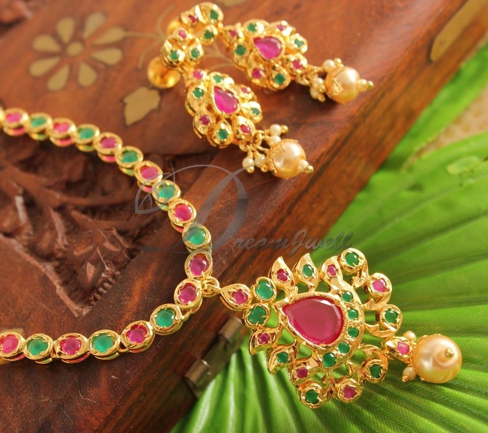 Archi Collection Traditional Ethnic Jewellery Ruby Emerald Earrings Studs  for Girls and Women : Amazon.in: Fashion