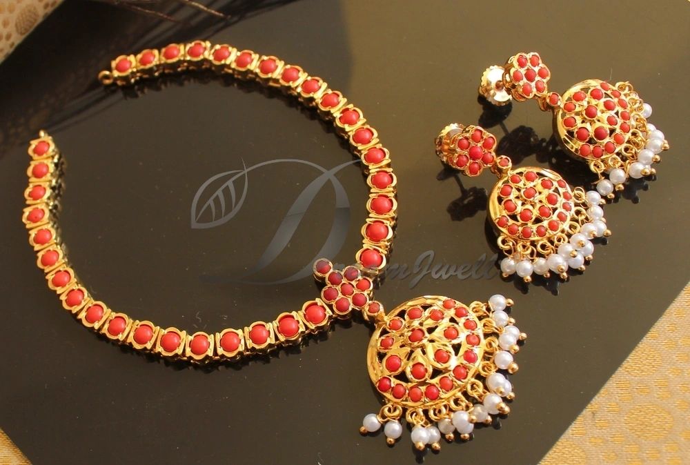Coral Chic Designer Choker Necklace Set Red in Nalanda at best price by  Dsara Creations - Justdial