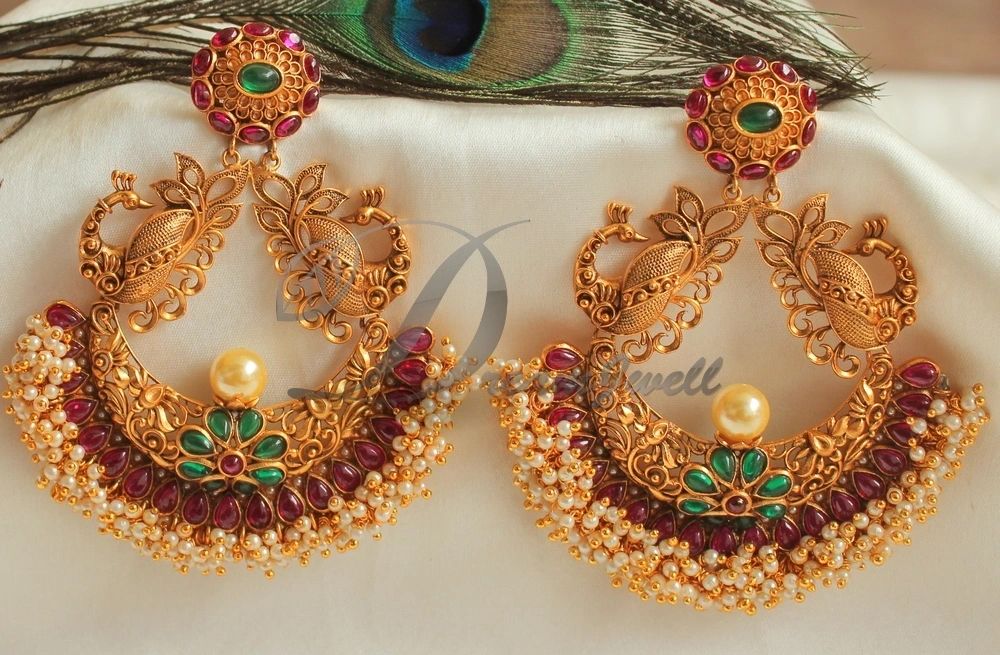 Pink and Green Hanging Earrings With Moti – Sparsh Jewellery