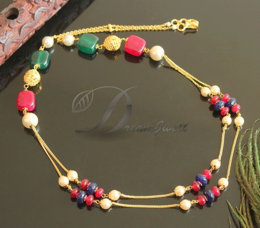 Latest Pearls Necklace Designs Gold Plated Imitation Jewellery Tiny Be –  Digital Dress Room