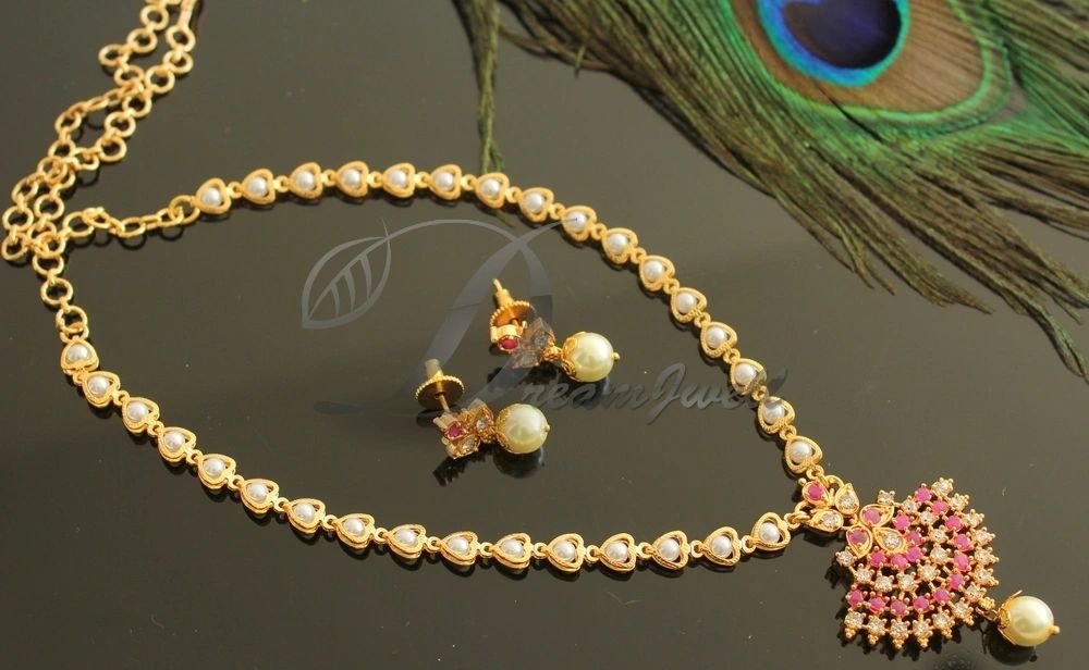 Alloy Kundan and Pearl Necklace Set - ACCDK1485 from saree.com