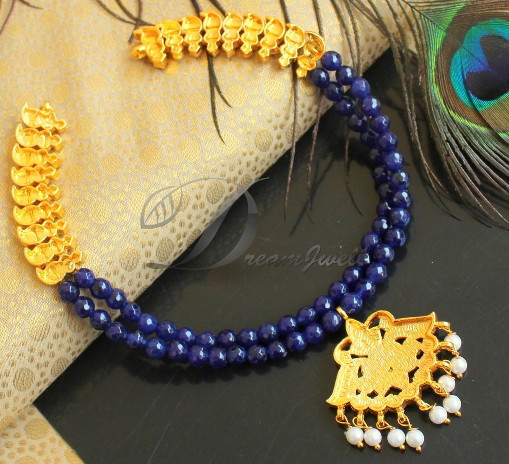 Buy Blue Beads Necklace Set Handcrafted For Ladies – Gehna Shop