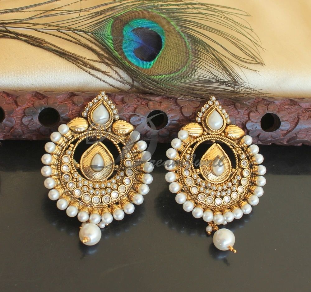 Chandbali Earrings | Chand Bali Gold Design – Peach Tassels