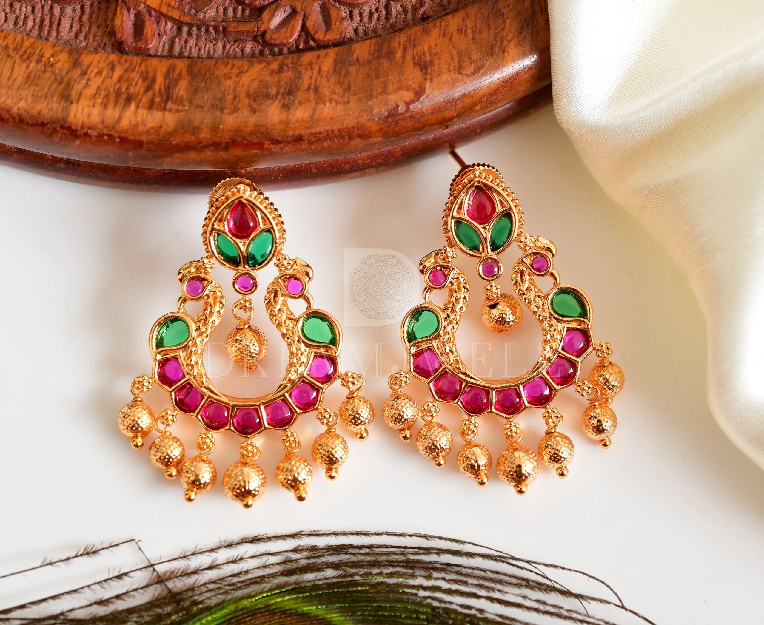 Flipkart.com - Buy MONKDECOR Attractive Peacock Design Stone Morr Alloy  Jhumki Earring Online at Best Prices in India